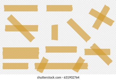 Adhesive tape transparent  pieces  vector tape set isolated 