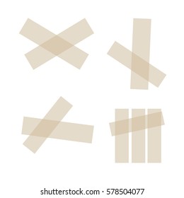 Adhesive tapes. Vector sticky glue scotch tape piece isolated