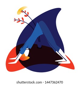 Adho mukha shvanasana yoga pose. Yoga downward facing dog pose. Flat illustration