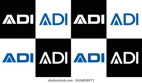 Logo de ADI. Un diseño D I. Carta ADI blanca. ADI, diseño de logotipo de letras A D I. Letra inicial ADI vinculada círculo mayúscula monograma logo.