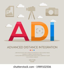 ADI mean (Advanced distance integration) photography abbreviations ,letters and icons ,Vector illustration.
