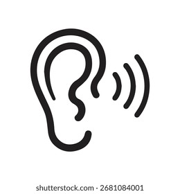 adiating ear logo representing amplified hearing ability and sound awareness concept