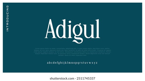 Adigul Alfabeto tipográfico Abstractas de la moda. Tipografía tipografía mayúscula minúscula y número. Ilustración vectorial