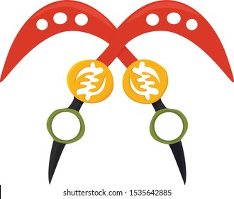 Adinkra Akofena Sword of War in Pan African colors. Akrafena Crossed Swords. Pan-Africanism Adinkra Artwork.