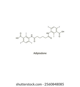 Adipiodone flat skeletal molecular structure Contrast media treatment. Vector illustration scientific diagram.