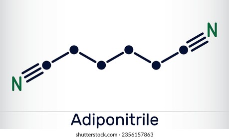 Adiponitrile molecule. It is precursor to the polymer nylon 66. Skeletal chemical formula. Vector illustration illustration
