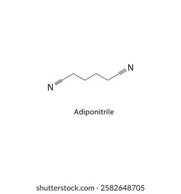Adiponitrile skeletal structure.Amide compound schematic illustration. Simple diagram, chemical structure.
