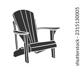 Adirondack Chair Icon Silhouette Illustration. Camping outdoors Vector Graphic Pictogram Symbol Clip Art. Doodle Sketch Black Sign.