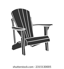 Adirondack Chair Icon Silhouette Illustration. Camping outdoors Vector Graphic Pictogram Symbol Clip Art. Doodle Sketch Black Sign.