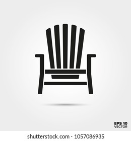 Adirondack deck chair vector icon. Summer vacation and seaside resort symbol. 