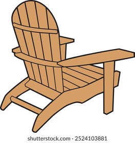 Adirondack Wooden Chair Color. Vector Illustration.