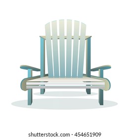 Adirondack wooden chair front, Vector flat illustration