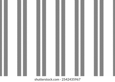 Aditable textile pattern stripe, rectangle vertical seamless background. Ncratched fabric lines texture vector in white and black colors palette.