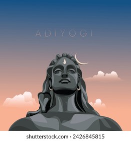 Adiyogi,The Source of yoga,Statue of lord shiva..Vector illustration of adiyogi svg