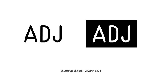 adj letter, adjective indefinite article line and flat icons set, editable stroke isolated on white, linear vector outline illustration, symbol logo design style