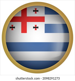Icono de marca redondeada Adjara 3D con marco dorado