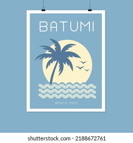 Adjara Batumi Beach Poster. Vector Art Print