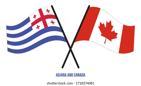 Adjara and Canada Flags Crossed And Waving Flat Style. Official Proportion. Correct Colors.