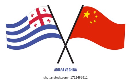 Adjara and China Flags Crossed And Waving Flat Style. Official Proportion. Correct Colors.