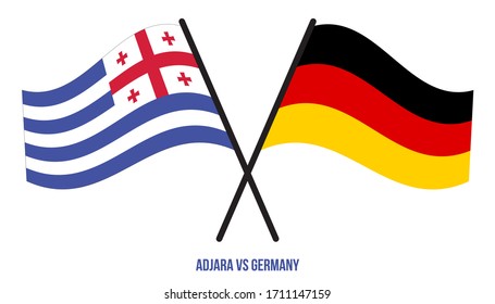 Adjara and Germany Flags Crossed And Waving Flat Style. Official Proportion. Correct Colors.