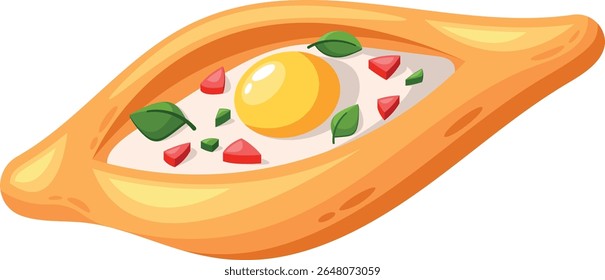 Adjara khachapuri cozinha oriental ilustração vetorial