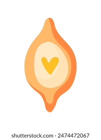 Adjaruli, georgian dish Adjarian khachapuri with heart-shaped yolk in flat style. Vector illustration