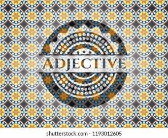 Adjective arabic style emblem. Arabesque decoration.