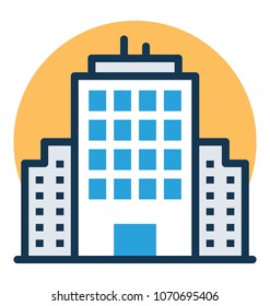 
Adjoining blocks, hotel building vector illustration
