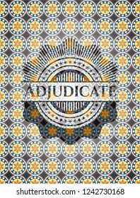 Adjudicate arabic style badge. Arabesque decoration.