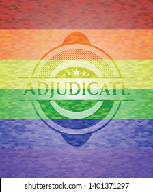 Adjudicate lgbt colors emblem. Vector Illustration. Mosaic.