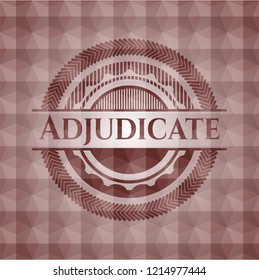 Adjudicate red emblem with geometric pattern. Seamless.