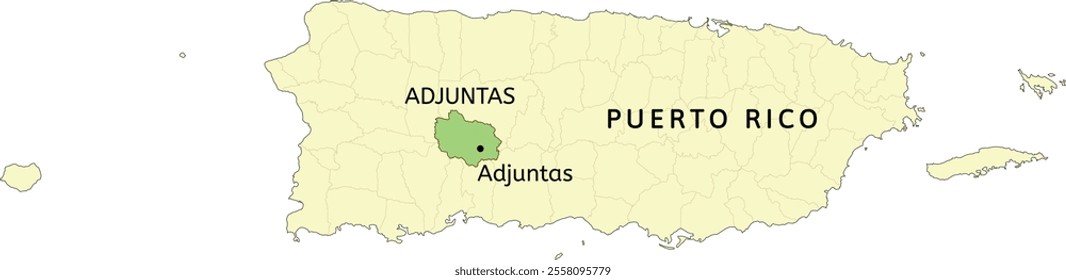 Adjuntas municipality and town of Adjuntas location on Puerto Rico map