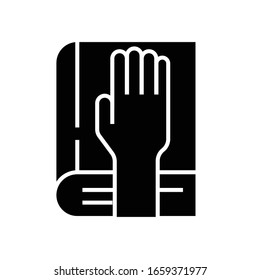 Adjuration black icon, concept illustration, vector flat symbol, glyph sign.