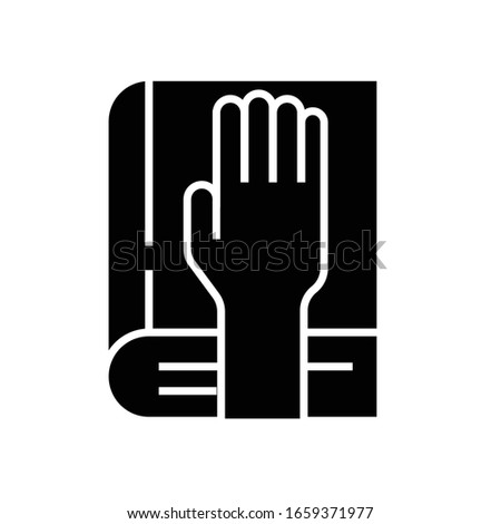 Adjuration black icon, concept illustration, vector flat symbol, glyph sign.