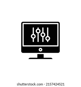 Adjust, adjustment, computer, desktop, monitor, slider stencil icon