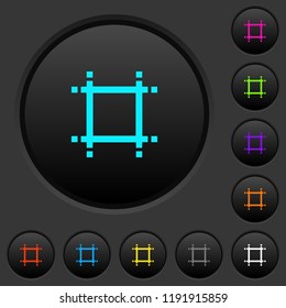 Adjust canvas size dark push buttons with vivid color icons on dark grey background