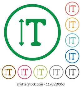 Adjust font height flat color icons in round outlines on white background