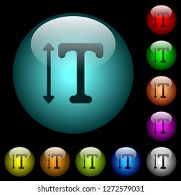 Adjust font height icons in color illuminated spherical glass buttons on black background. Can be used to black or dark templates
