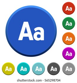 Adjust font size round color beveled buttons with smooth surfaces and flat white icons