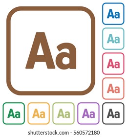 Adjust font size simple icons in color rounded square frames on white background