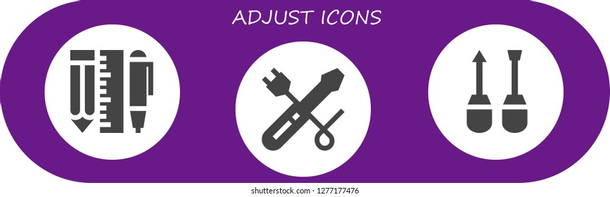 adjust icon set. 3 filled adjust icons. Simple modern icons about  - Tools, Screwdriver