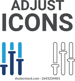 Adjust icons, Line art icons Containing fix, home, car repair, maintenance, toolbox, and repairman service icons. Solid icon collection. Vector illustration.