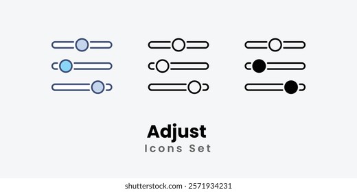 Adjust Icons thin line and glyph vector icon stock illustration