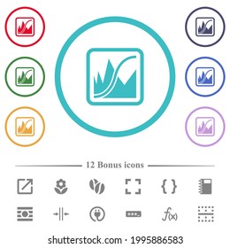 Ajustar las curvas de imagen de los iconos de color plano en contornos de forma circular. 12 íconos adicionales incluidos.