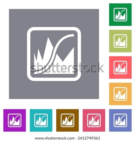 Adjust image curves flat icons on simple color square backgrounds