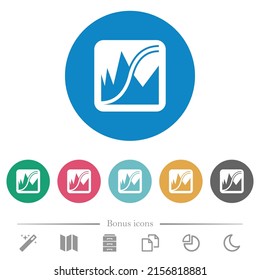Adjust image curves flat white icons on round color backgrounds. 6 bonus icons included.