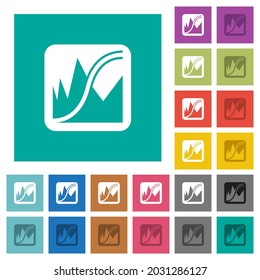 Adjust image curves multi colored flat icons on plain square backgrounds. Included white and darker icon variations for hover or active effects.