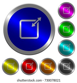 Adjust item size proportionally icons on round luminous coin-like color steel buttons