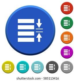 Adjust line spacing round color beveled buttons with smooth surfaces and flat white icons