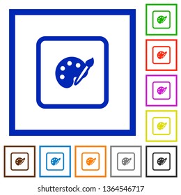 Adjust object color flat color icons in square frames on white background